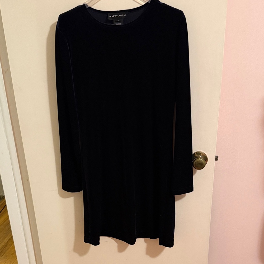 Andrea Jovine Dark Blue Long Sleeve Dress